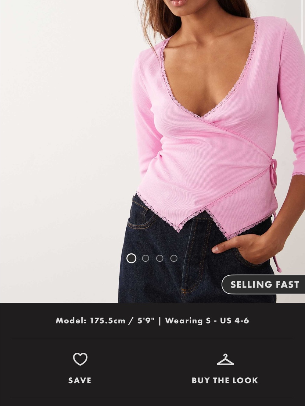 NWT Miss Selfridge 3/4 Sleeve Wrap Top in Pink Size S Brand New
